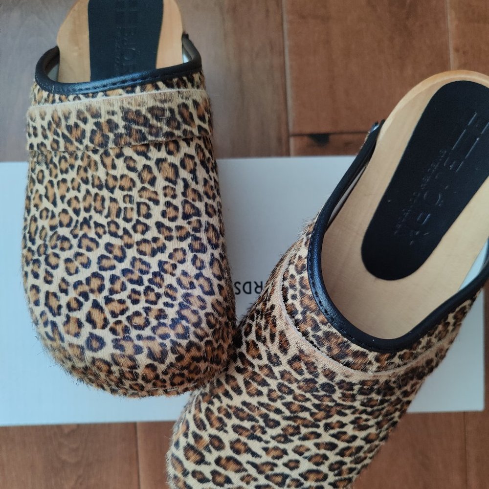 Bjork Maja Wood Open Back Leather Clogs